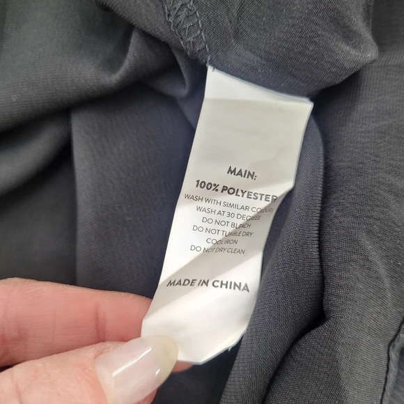 New Lola may black silky midi balloon sleeve v neck dress size 10 - Picture 6 of 6